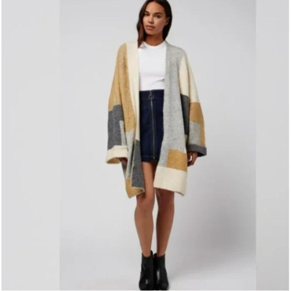 New! Topshop Patchwork Oversize Open Cardigan In … - image 4